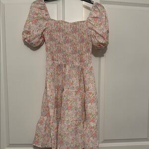 SHEIN Floral Puff Sleeve Dress - Pink and Green NWOT